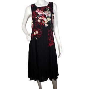 Soft Surroundings Midi Dress – Black Floral – Size 6